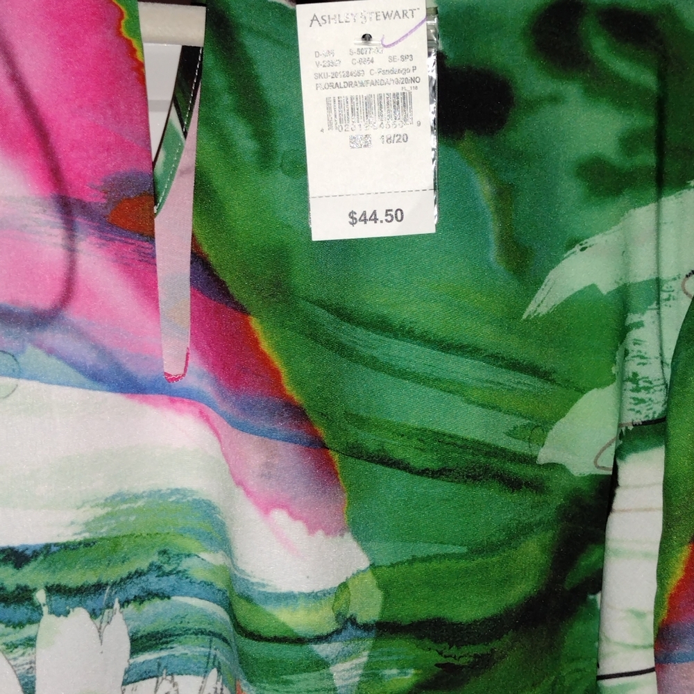 Ashley Stewart Green and Pink Top